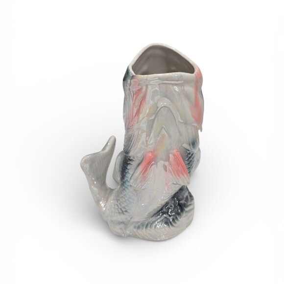 Vintage Large Mouth Bass Vase Iridescent - Picture 12 of 17